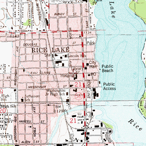 Topographic Map of Red Cedar Community Center, WI