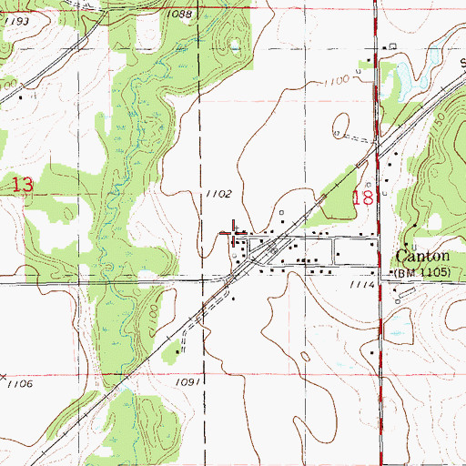 Topographic Map of Canton United Methodist Church, WI