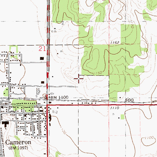 Topographic Map of Cameron Water Tower, WI
