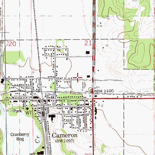Topographic Map of Cameron Area Fire District, WI
