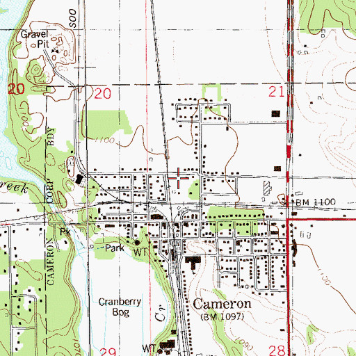 Topographic Map of Cameron Substation - Xcell Energy, WI