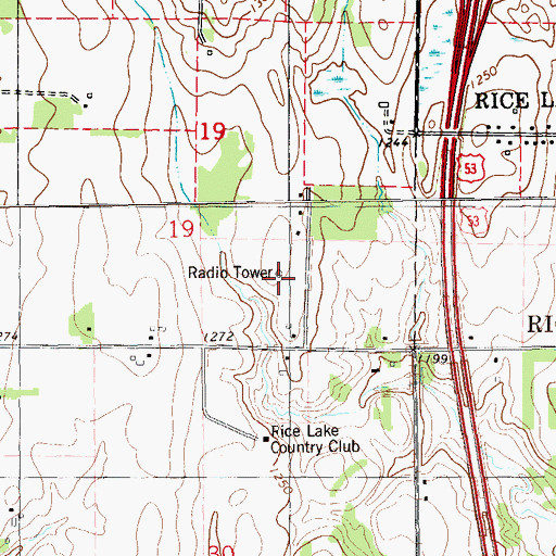 Topographic Map of Charter Communication Tower, WI