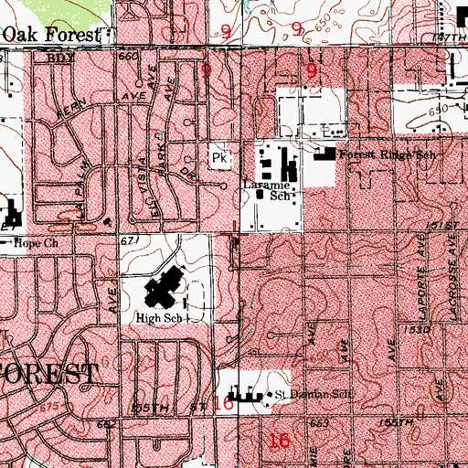 Topographic Map of Bible Fellowship Church, IL