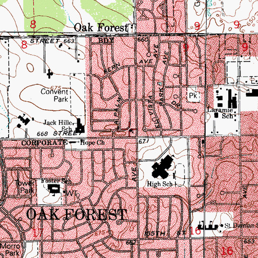 Topographic Map of Lutheran Church of the Resurrection, IL