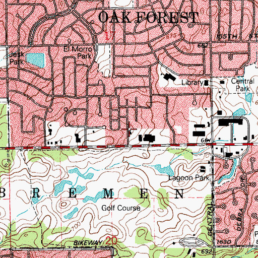 Topographic Map of Our Savior's Evangelical Church, IL