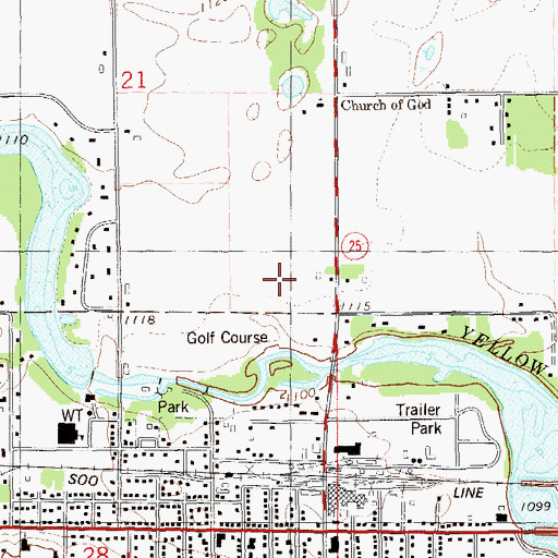 Topographic Map of Baron County Justice Center, WI