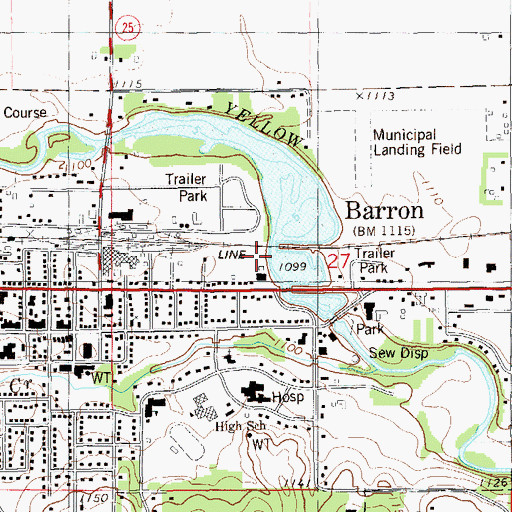 Topographic Map of Baron Municipal Substation, WI