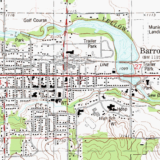 Topographic Map of Foursquare Church, WI