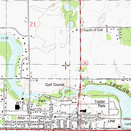 Topographic Map of Barron County Jail, WI