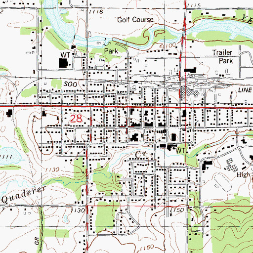 Topographic Map of Baron City Hall, WI
