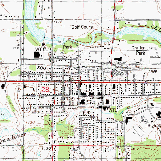 Topographic Map of Barron City Public Library, WI