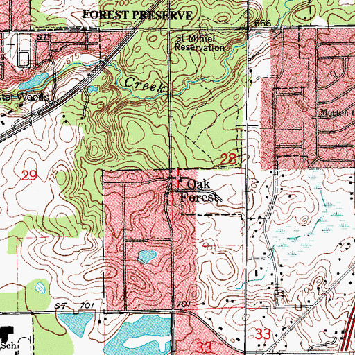 Topographic Map of Peace Evangelical Lutheran Church, IL