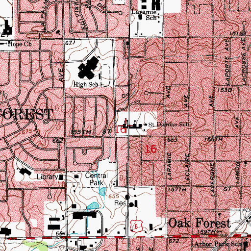 Topographic Map of Saint Damian Church, IL