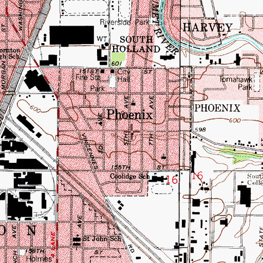 Topographic Map of Evans Community Church, IL