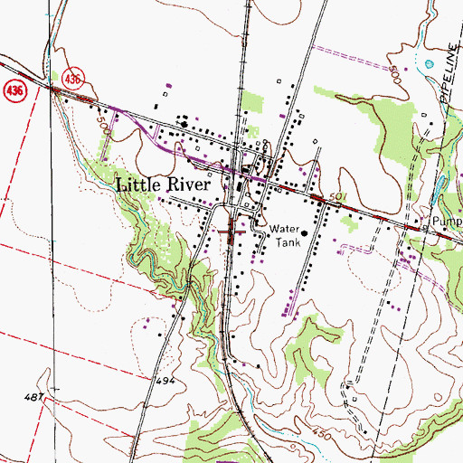 Topographic Map of Little River Substation, TX