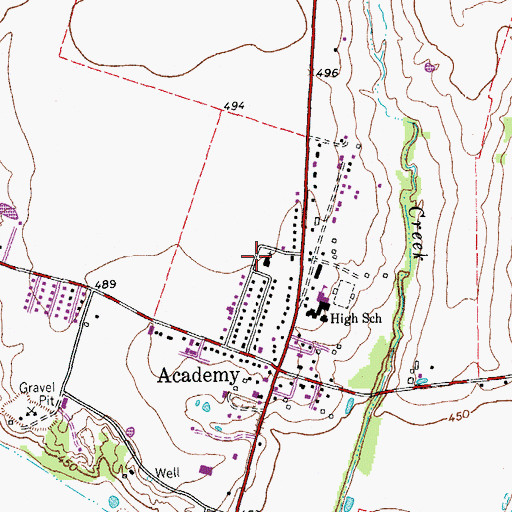Topographic Map of First Baptist Church of Academy, TX