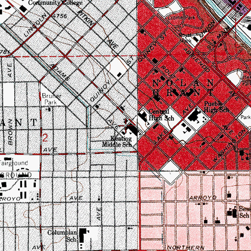 Topographic Map of Keating Junior High School, CO