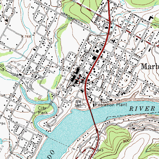 Topographic Map of Marble Falls City Hall, TX