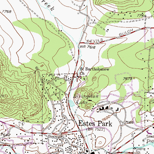 Topographic Map of Saint Bartholomew Episcopal Church Cemetery, CO