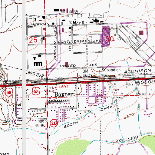 Topographic Map of Baxter, CO