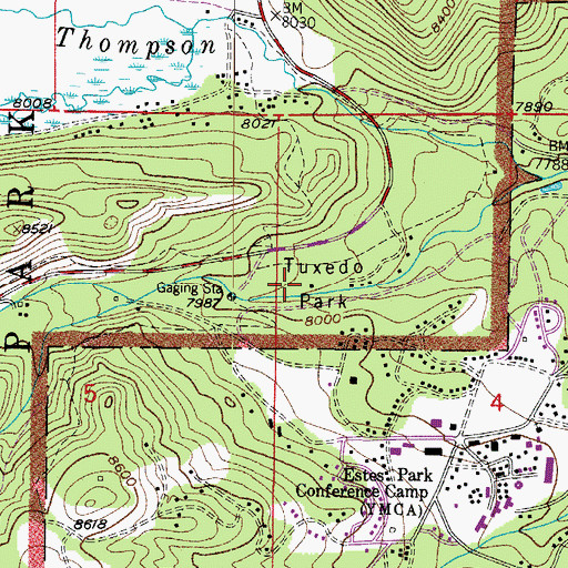 Topographic Map of Tuxedo Park Cemetery, CO
