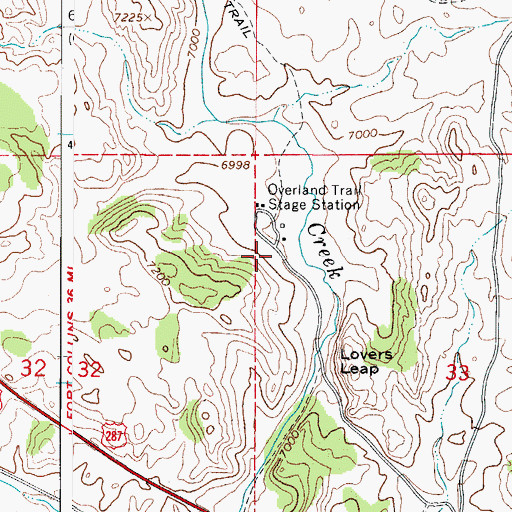 Topographic Map of Overland Trail Stage Station Cemetery, CO
