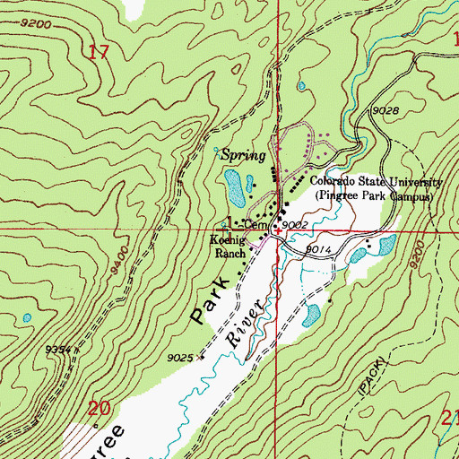 Topographic Map of Pingree Park Cemetery, CO