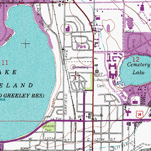 Topographic Map of Loveland Burial Park, CO