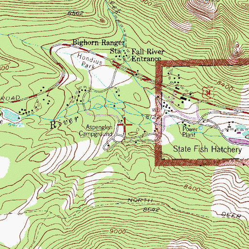 Topographic Map of Aspenglen Campground Cemetery, CO