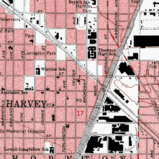 Topographic Map of Central Christian Church, IL