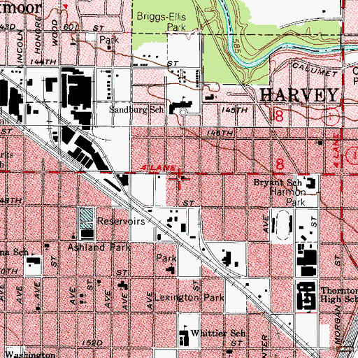 Topographic Map of First Church of God, IL