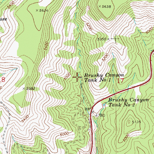 Topographic Map of Brushy Canyon Tank Number One, AZ