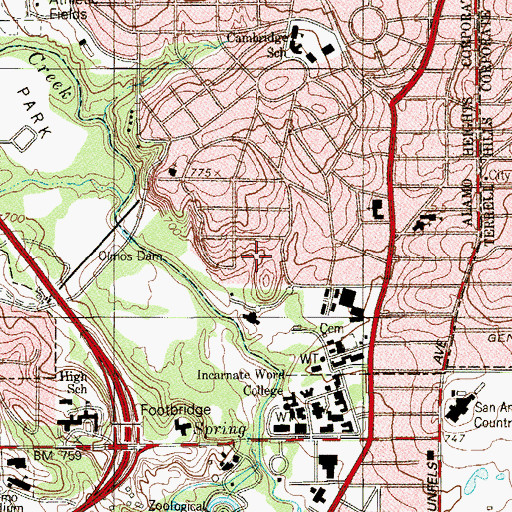 Topographic Map of Jones Episcopal Diocesan Church, TX