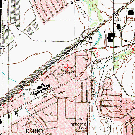 Topographic Map of Kirby City Hall, TX