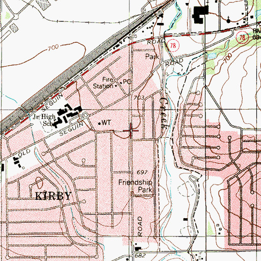 Topographic Map of Kirby Police Department, TX