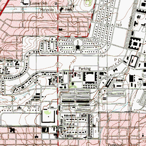 Topographic Map of Fort Sam Houston Post Office, TX