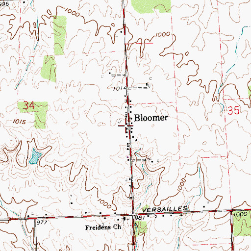 Topographic Map of Bloomer Post Office (historical), OH