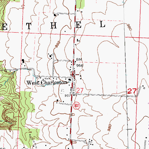 Topographic Map of West Charleston Post Office (historical), OH