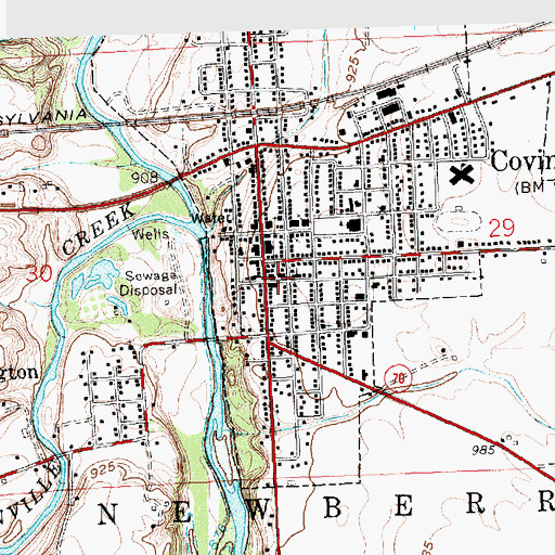 Topographic Map of Covington Post Office, OH