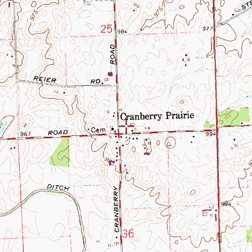 Topographic Map of Cranberry Prairie Post Office (historical), OH