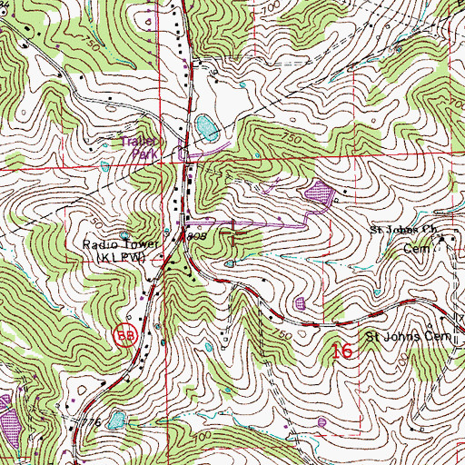 Topographic Map of Communication Tower FCC Number 1002762, MO