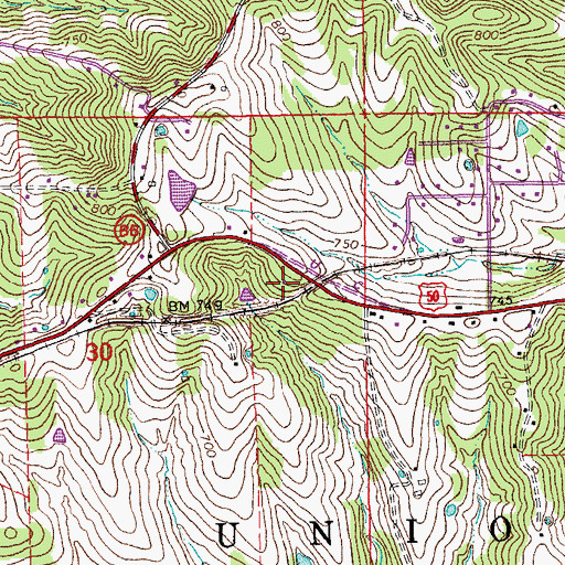 Topographic Map of Believers Bible Chapel, MO