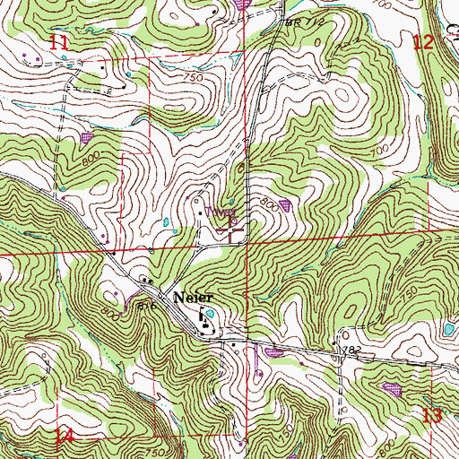 Topographic Map of Verizon Wireless Communication Tower FCC Number 1004898, MO