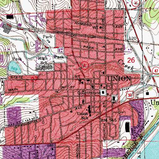 Topographic Map of Immaculate Conception School, MO