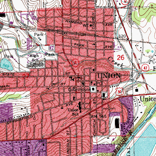 Topographic Map of Immaculate Conception Catholic Church, MO