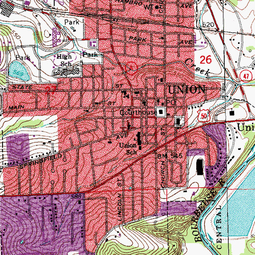 Topographic Map of Zion United Church of Christ, MO