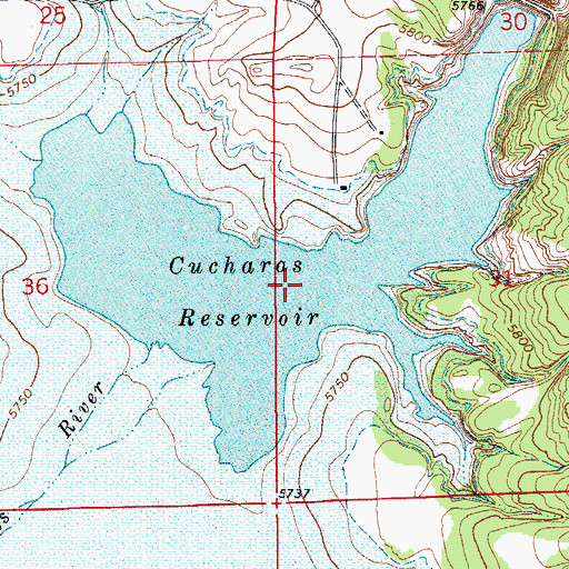 Topographic Map of Cucharas Reservoir, CO