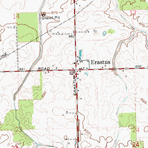 Topographic Map of Erastus Post Office (historical), OH