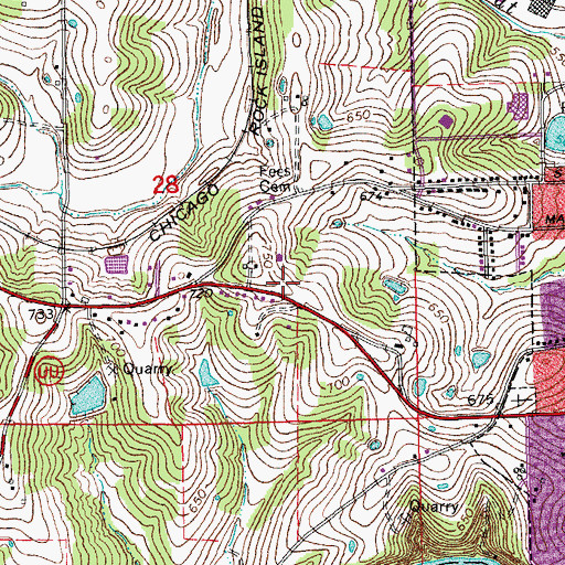 Topographic Map of Union Fire Protection District Station 1, MO