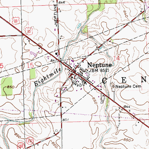 Topographic Map of Neptune Post Office (historical), OH